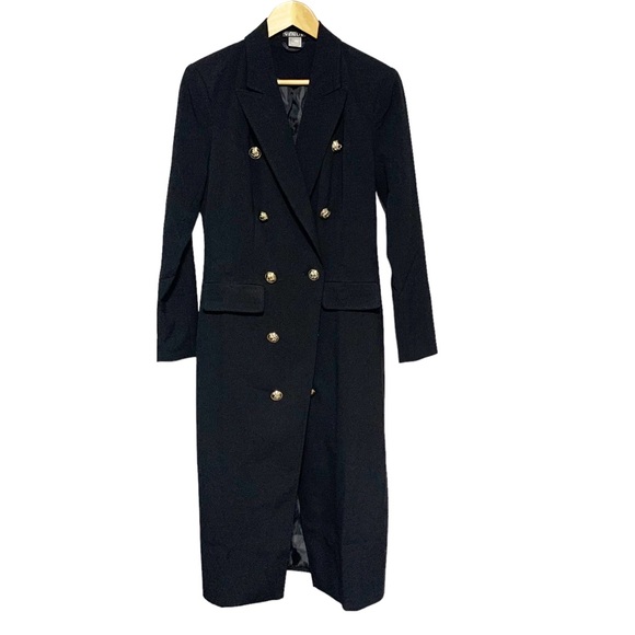 VENUS Jackets & Blazers - NWOT Venus Black with Golden Buttons Trench Coat Size 4